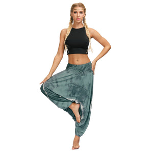 Tie dyed digital print women's casual pants sports yoga crotch pants slacks