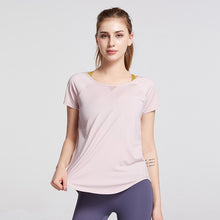 Load image into Gallery viewer, Solid Color Yoga Clothes Women&#39;s Short-sleeved T-shirts Loose Beautiful Back Fitness Clothes Breathable Quick-drying Clothes Slim Sports Tops