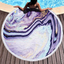 Load image into Gallery viewer, Big Round Beach Towel Colorful Quicksand Print Shower Bath Towels Beach Mat