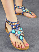 Load image into Gallery viewer, Ethnic Style Women Summer Bohemian Stone Bead Flat Sandals