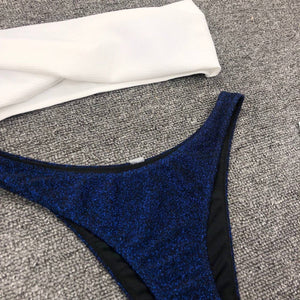 3 Colors Split Swimsuit Flashing Irregular Bikini Sexy Stitching