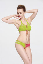 Load image into Gallery viewer, Contrasting Classic Hand Hook Wool Split Women&#39;s Bikini