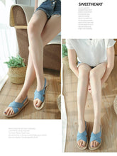 Load image into Gallery viewer, Beach Open Toe Linen Flat Sandals