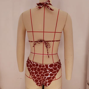 Swimwear Printed Straps Split Leopard Bikini