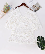 Load image into Gallery viewer, Handmade Hook Flower Beach Blouse Holiday Sun Protection Cover Up
