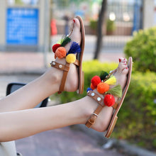 Load image into Gallery viewer, Bohemian Buckle Tassel Flat Sandals