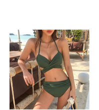 Load image into Gallery viewer, Bikini Two-piece Gathered Sexy Braised Cross Straps Split Swimsuit