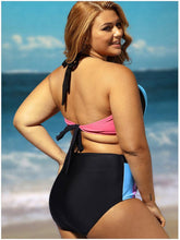 Load image into Gallery viewer, Sexy Bikini Print High Waist Sling Large Size Split Swimsuit
