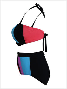 Sexy Bikini Print High Waist Sling Large Size Split Swimsuit