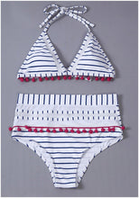 Load image into Gallery viewer, Bikini High Waist Split Tassel Swimsuit