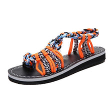 Load image into Gallery viewer, Color Matching Knot Beach Sandals Toe Sandals
