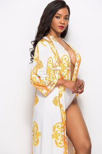 Plus Size Print Halter One Piece Sexy Backless Women Swimwear With Cover Ups Sunscreen