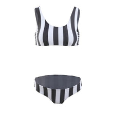 Load image into Gallery viewer, Blue Stripe Two-Piece Swimming Suit