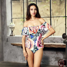 Load image into Gallery viewer, Ruffled Print One Piece Swimsuit