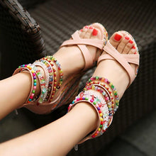 Load image into Gallery viewer, Bohemian Wedge Beaded Large Sandals