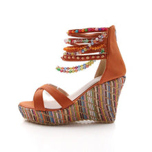 Load image into Gallery viewer, Bohemian Wedge Beaded Large Sandals