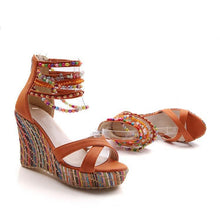 Load image into Gallery viewer, Bohemian Wedge Beaded Large Sandals