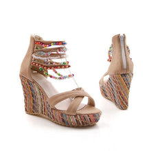 Load image into Gallery viewer, Bohemian Wedge Beaded Large Sandals