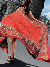 Load image into Gallery viewer, Fringed retro ethnic wind totem cotton and linen sunscreen shawl-4