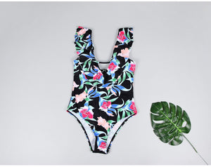 Falbala Printed One-piece Swimwear