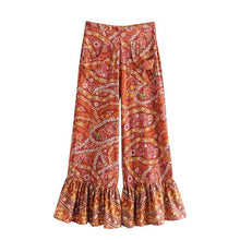 Load image into Gallery viewer, Bohemian Printed Stitching Pocket Flared Pants