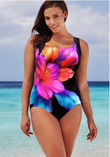 Load image into Gallery viewer, Boat Neck Floral Printed One Piece Swimwear