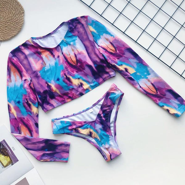 Tie-dye Color Slim Bikini Swimwear