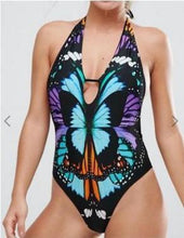 Load image into Gallery viewer, Butterfly Print One Piece Swimsuit Swimwear