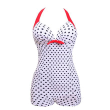 Load image into Gallery viewer, Siamese Black and White Dot Bikini Cherry Large Size Swimsuit