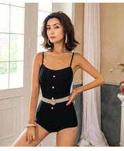 Load image into Gallery viewer, Black Sexy Halter Belt One Piece Swimsuit