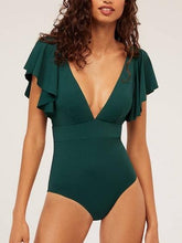 Load image into Gallery viewer, Sexy Solid Color Ruffled One-Piece Swimsuit