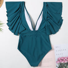 Load image into Gallery viewer, Sexy Solid Color Ruffled One-Piece Swimsuit