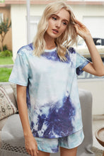 Load image into Gallery viewer, Summer Printed Dyed Pajamas with Short Sleeved Gradient-colored Draw-down Home Clothing Set