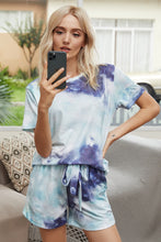 Load image into Gallery viewer, Summer Printed Dyed Pajamas with Short Sleeved Gradient-colored Draw-down Home Clothing Set