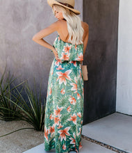 Load image into Gallery viewer, Printed one-shoulder ruffled split dress