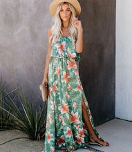 Load image into Gallery viewer, Printed one-shoulder ruffled split dress