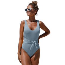 Load image into Gallery viewer, Fashionable Summer One-piece Swimsuit Solid Color Knitted Triangle Swimsuit