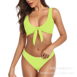 bikini lady sexy print triangle split swimsuit