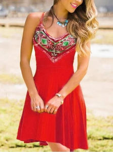 Summer New Sling Print Mini Dress