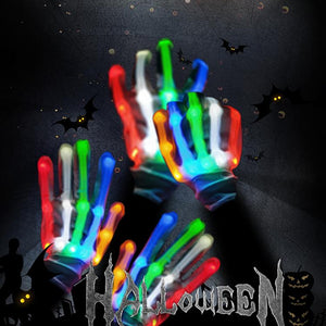 Christmas Eve hand bone gloves led colorful gloves