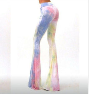 New Tie-dye Print Fashion Slim Flared Pants