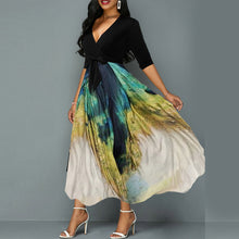 Load image into Gallery viewer, Women&#39;s chiffon contrast peacock print dress