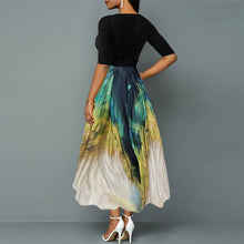 Load image into Gallery viewer, Women&#39;s chiffon contrast peacock print dress