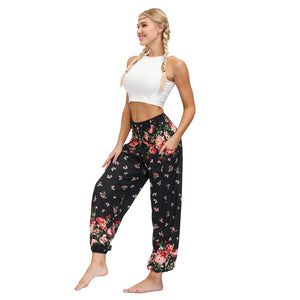 Bohemian new floral digital printing women's casual sports Yoga Pants loose corset pants wholesale