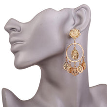 Load image into Gallery viewer, Baroque Mississippi Style Head Coin Circle Hollow Earrings