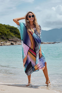 Beach blouse positioning print bikini sunscreen holiday dress