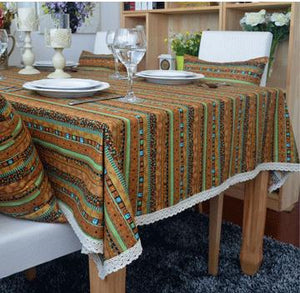 Cotton and linen table linen tablecloth tea table cloth square tablecloth national wind bronzing lace cotton and linen tablecloth