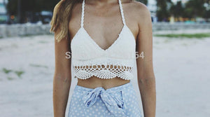 Handmade Knit Bikini Solid Color Sling Top