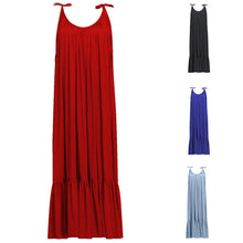 Load image into Gallery viewer, Slip beach skirt women&#39;s loose solid color fashion strap open back swing long skirt woman