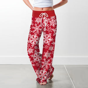 Flake Fashion Woman Digital Printing Loose casual Flower pattern pants wide leg yoga pants 234